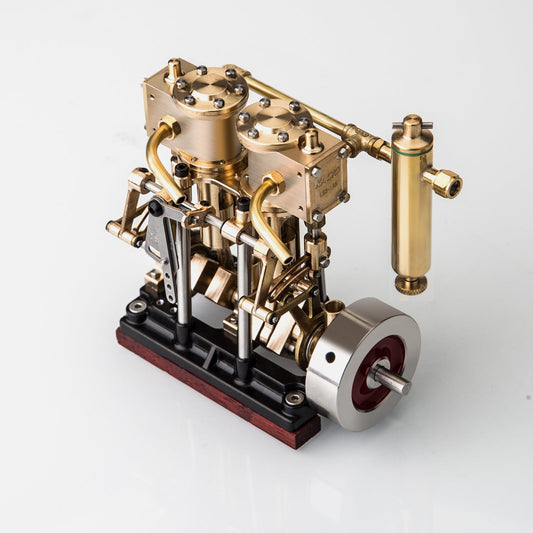 KACIO LS2-13S Compact Vertical Steam Engine with Oil Cup for Model Boats - 2-Cylinder Reciprocating Design, Reverse Rotation Compatible Steam Engine Diyengmod