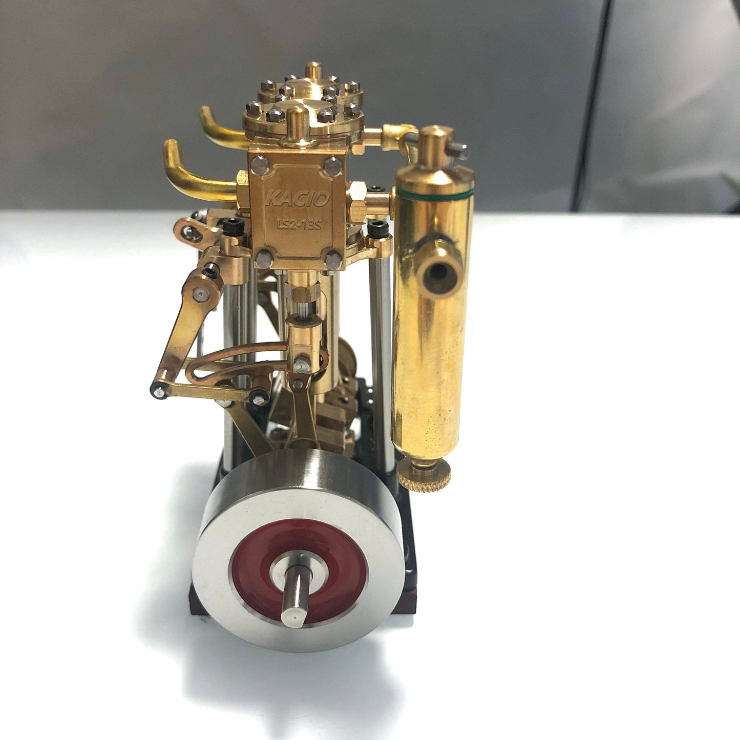 KACIO LS2-13S Compact Vertical Steam Engine with Oil Cup for Model Boats - 2-Cylinder Reciprocating Design, Reverse Rotation Compatible Steam Engine Diyengmod