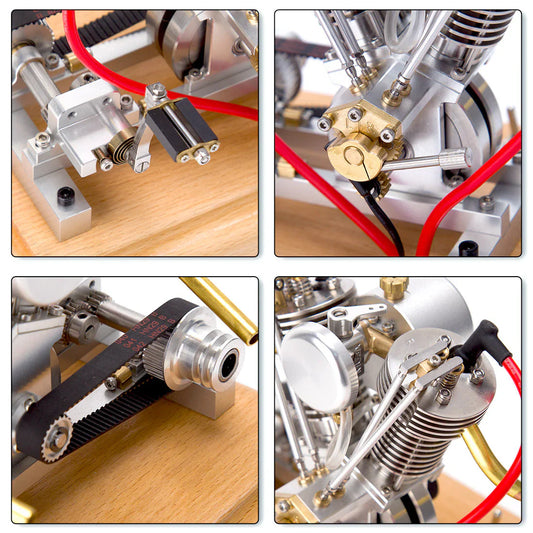 MUSA Hoglet V-Twin Miniature Gasoline Engine Model – Realistic 4-Stroke Motorcycle Engine with Kickstart (RTR)