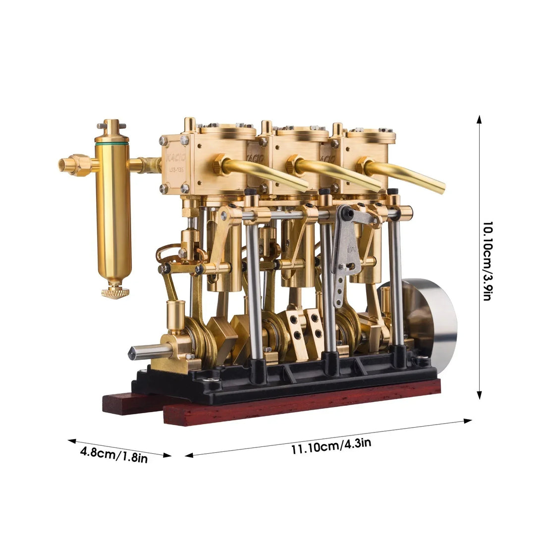 KACIO LS3-13S 3-Cylinder Steam Engine for Model Boats – Compact, Reverse Function, Copper Construction