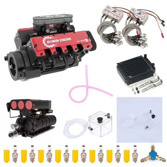 TOYAN FS-V800G V8 28cc Gasoline Engine Kit – Supercharger, CDI Ignition, 1/10 Scale DIY Model