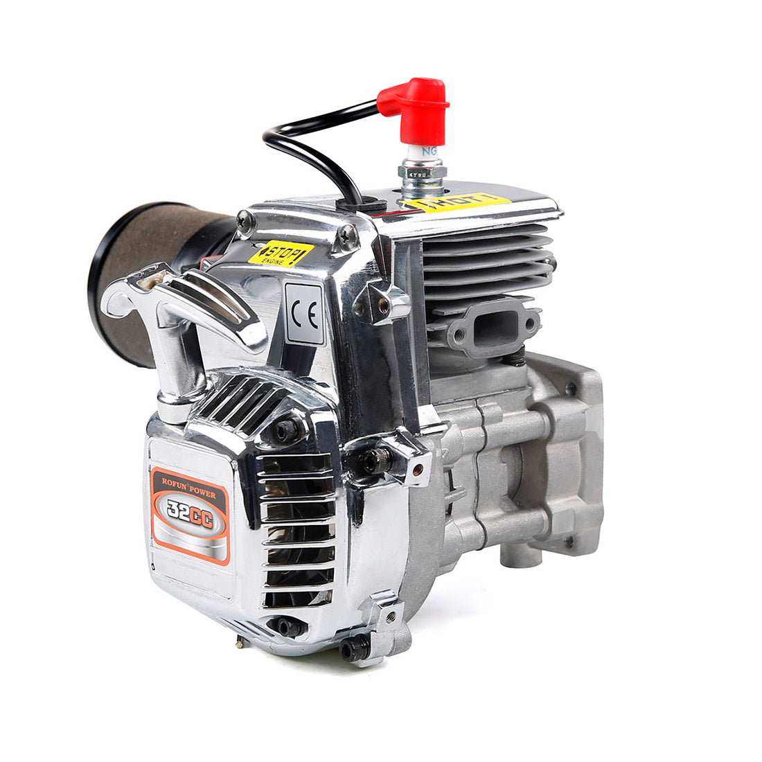 32cc BAJA Chrome Two-Stroke Engine for 1/5 RC Gasoline Model Cars - Easy Start Design RC Engine Diyengmod