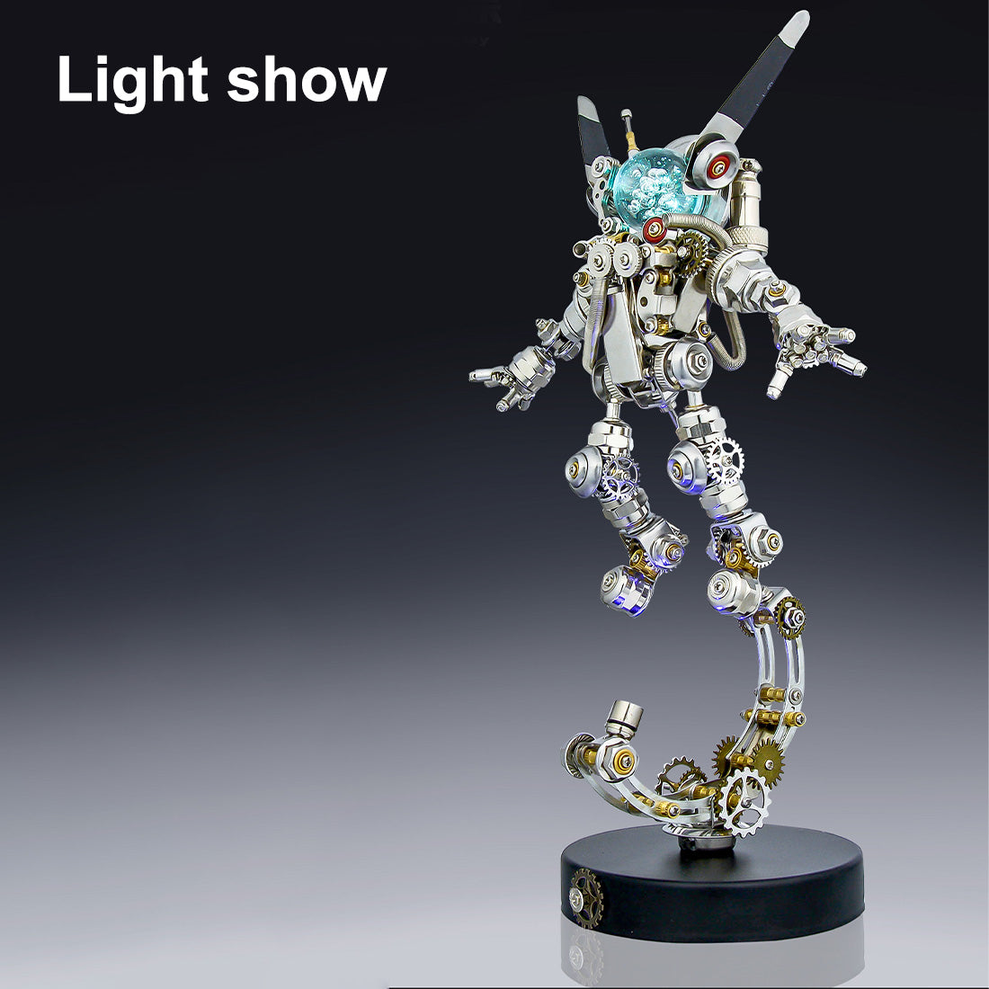 Illuminated 3D Metal Mechanical Rabbit Model Kit - Sci-fi Aerospace Punk Toy Set with Stand - 500 Pieces 3D Puzzle Model Kit Diyengmod