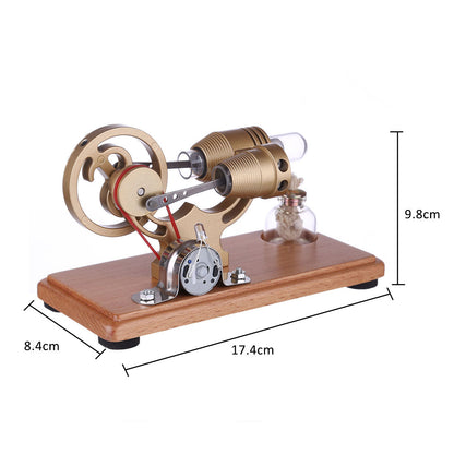 ENJOMOR Vintage γ-Shape Stirling Engine Kit with LED Illumination - Educational DIY STEM Toy Stirling Engine Diyengmod