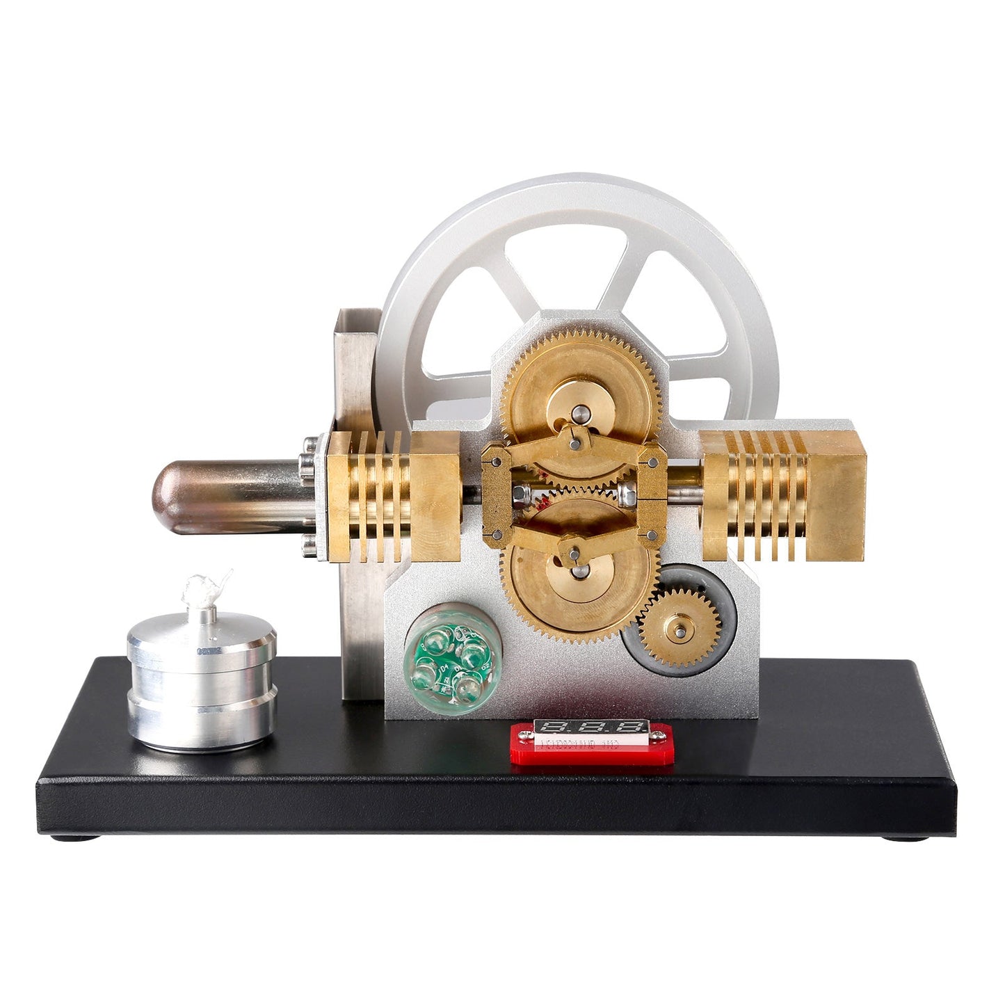 ENJOMOR LED Display Hot Air Stirling Engine Generator with Diamond Gear Drive - Educational Science Model Stirling Engine Diyengmod