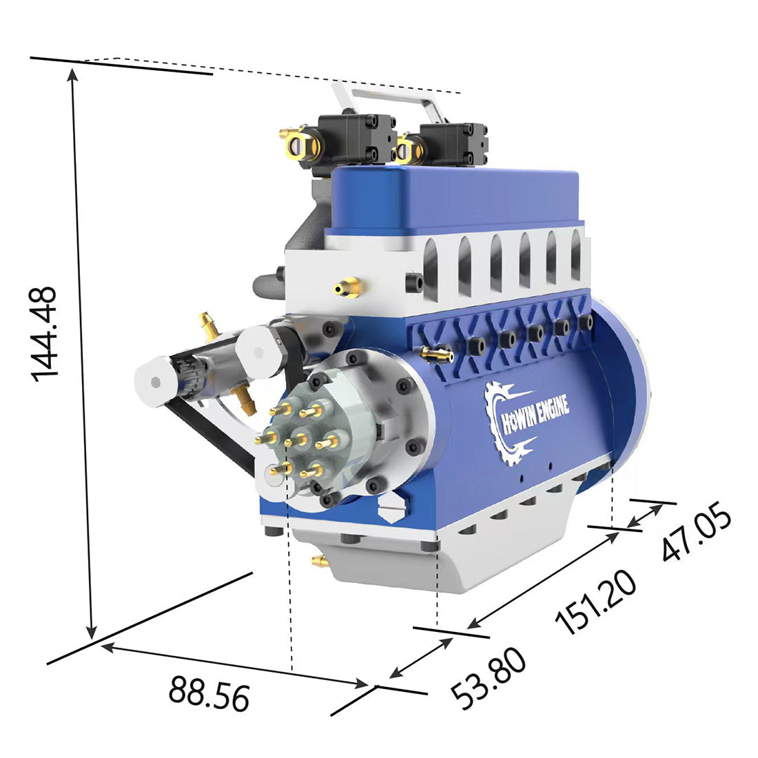 HOWIN L6-210 21cc Mini Inline Six-Cylinder Four-Stroke Water-Cooled Gasoline Engine Model Kit for DIY Enthusiasts DIY Engine Diyengmod