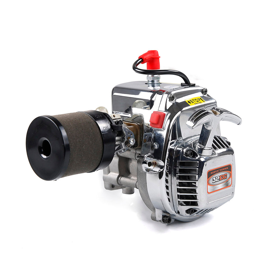 32cc BAJA Chrome Two-Stroke Engine for 1/5 RC Gasoline Model Cars - Easy Start Design RC Engine Diyengmod