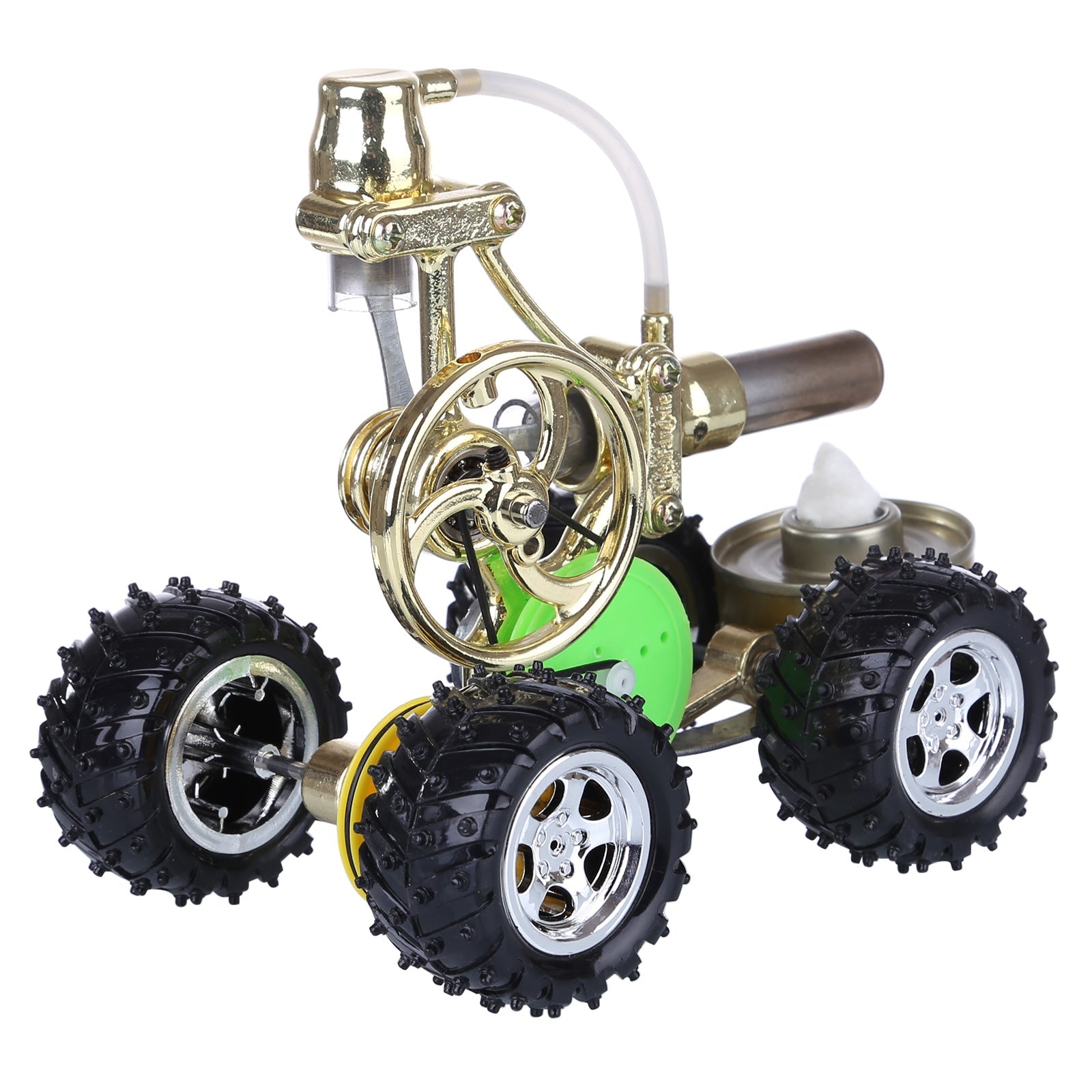 Thermal Power Hybrid Stirling Engine Car Model with LED Lights - DIY Educational Kit Stirling Engine Vehicle Diyengmod