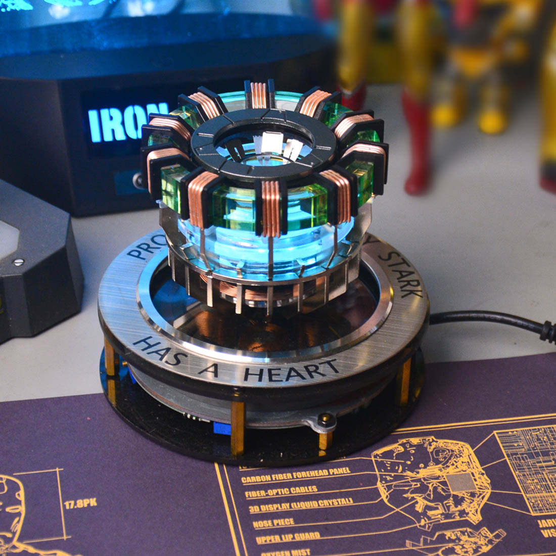 Magnetic Levitation MK1 Arc Reactor LED Desk Ornament - Floating & Rotating Tech Display Experiment Model Diyengmod