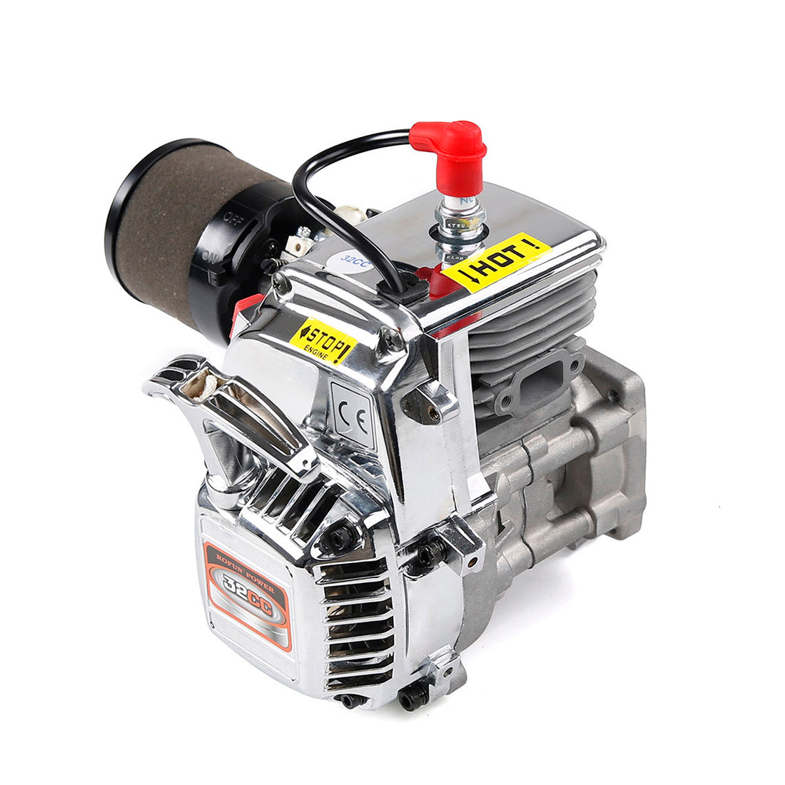 32cc BAJA Chrome Two-Stroke Engine for 1/5 RC Gasoline Model Cars - Easy Start Design RC Engine Diyengmod