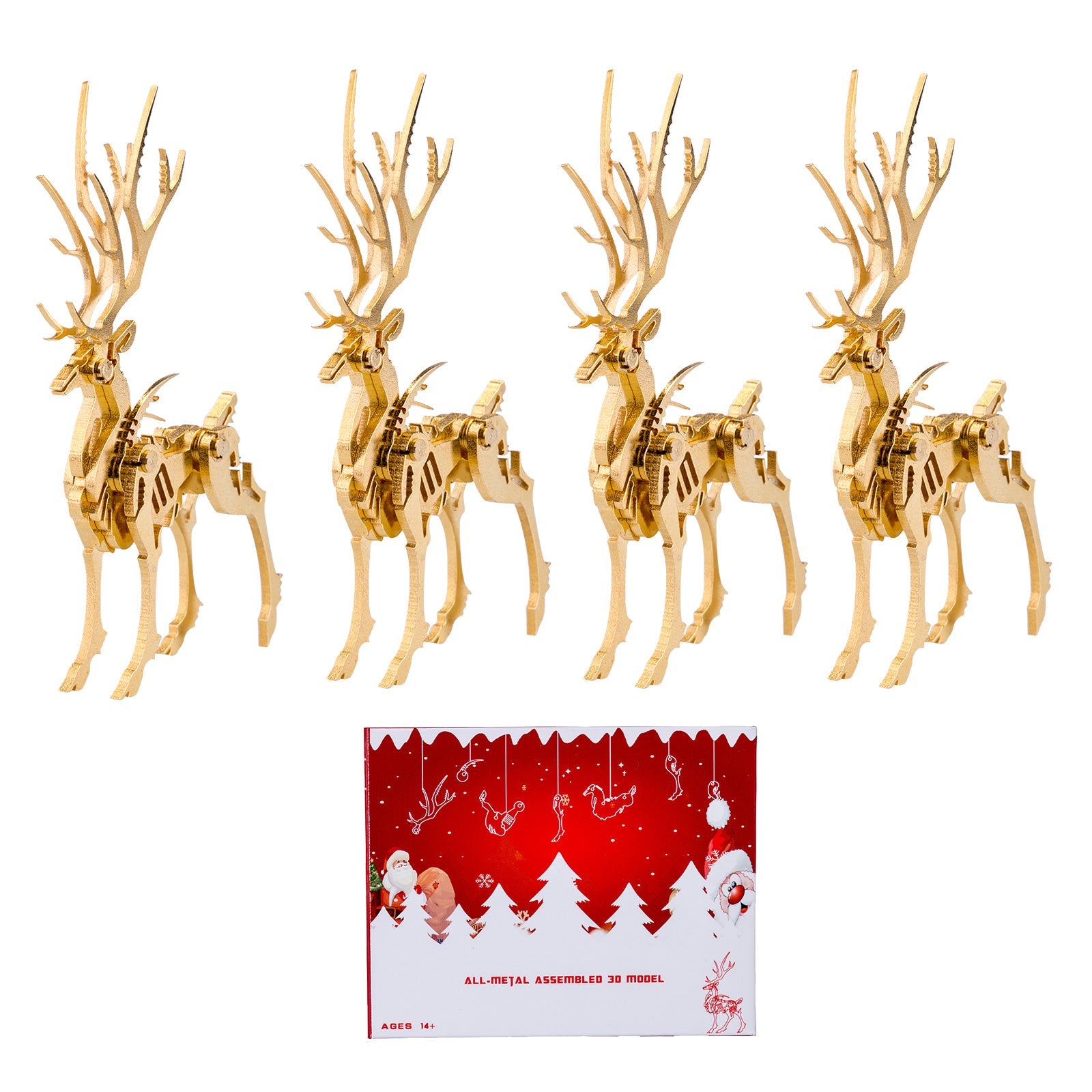 DIY 3D Metal Elk Advent Calendar Kit - 200 Pieces Creative Assembly Set 3D Puzzle Model Kit Diyengmod 4 pcs/set