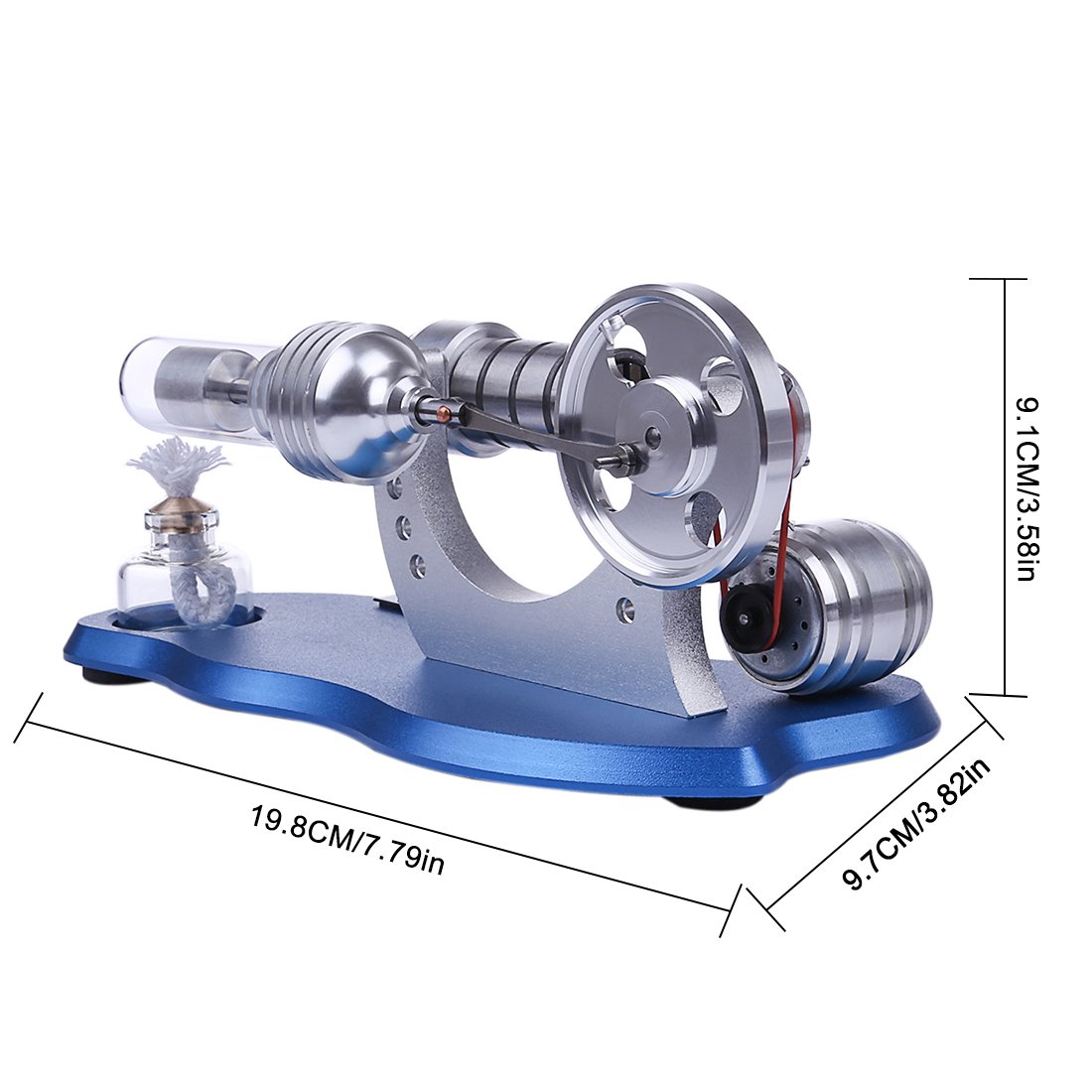 Educational Hot Air Stirling Engine Generator Model with Colorful LED and Alcohol Burner Stirling Engine with LED Diyengmod