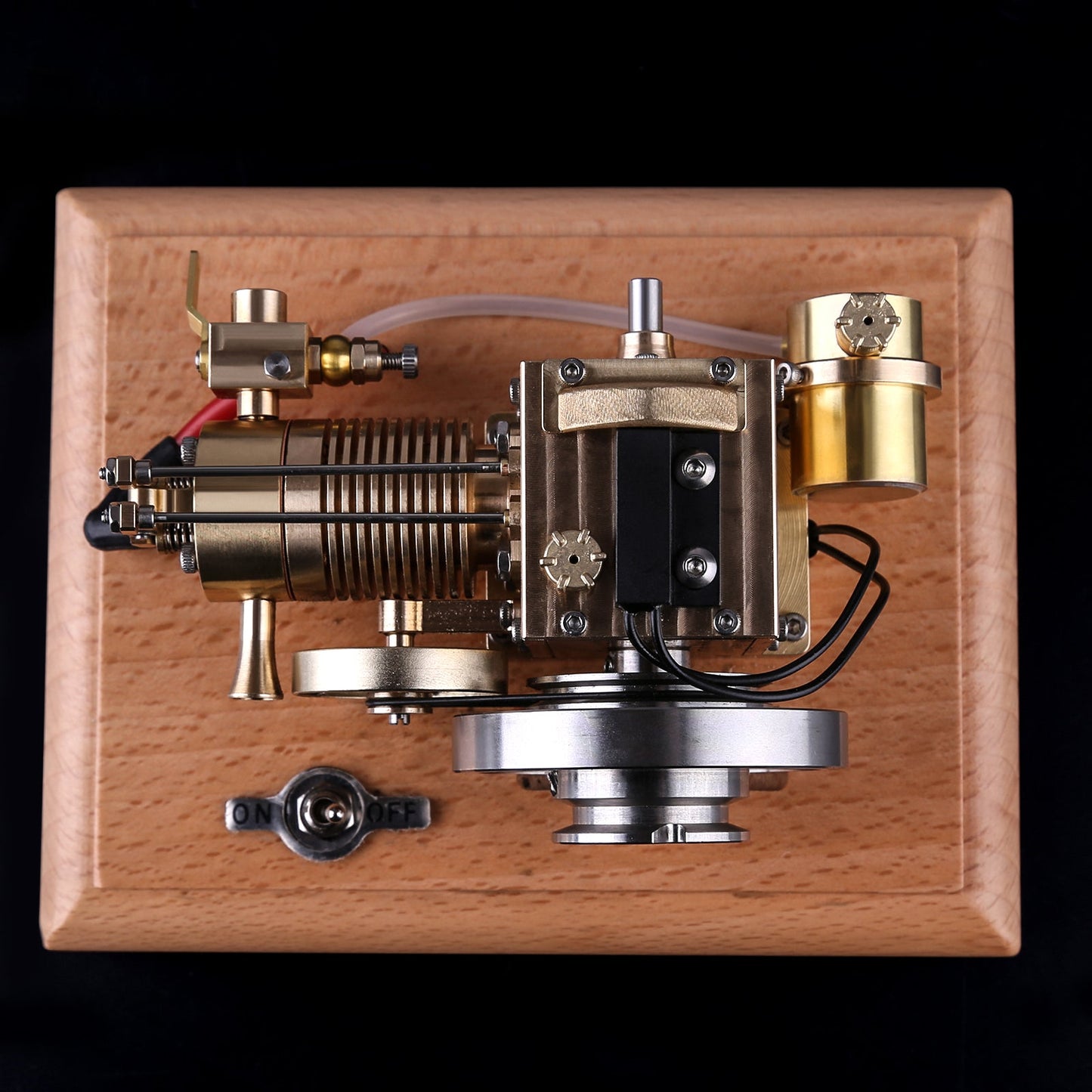 Mini 1.6cc Horizontal Air-Cooled 4-Stroke Gasoline Engine Model with Wooden Base Engine Models Diyengmod