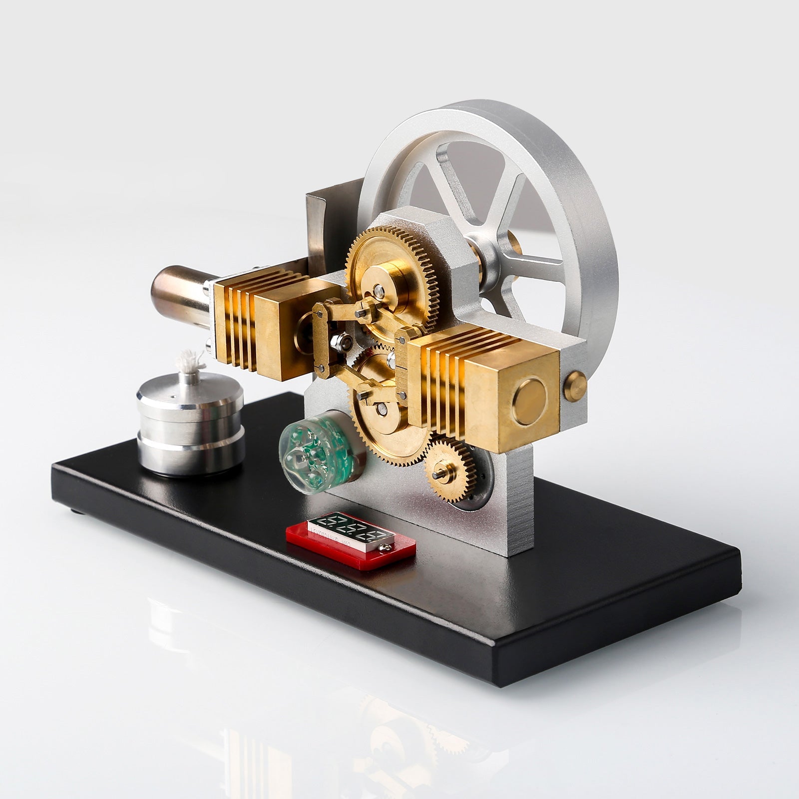 ENJOMOR LED Display Hot Air Stirling Engine Generator with Diamond Gear Drive - Educational Science Model Stirling Engine Diyengmod