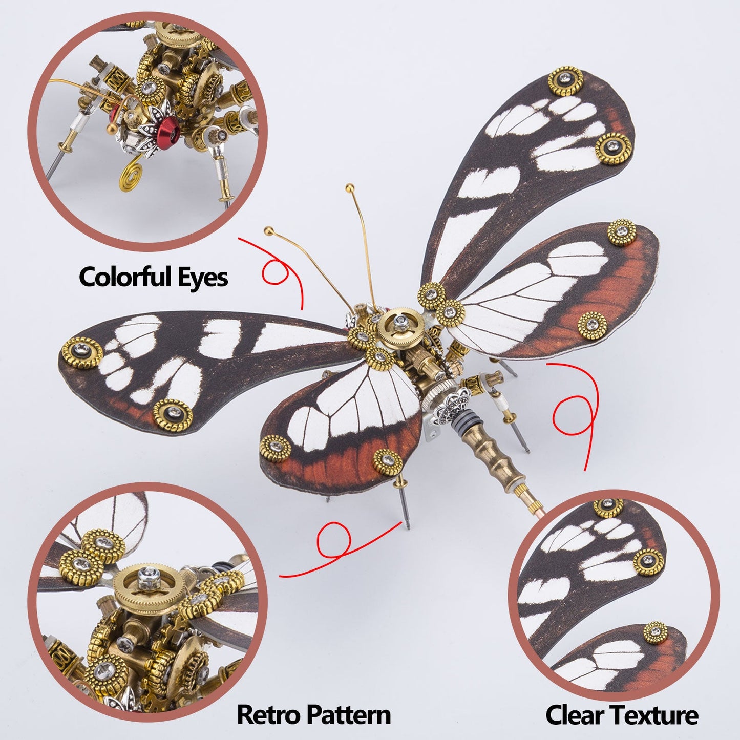 Steampunk Butterfly Metal Model Puzzle Kit for Creative DIY Enthusiasts (150+ Pieces) 3D Puzzle Model Kit Diyengmod Greta Oto