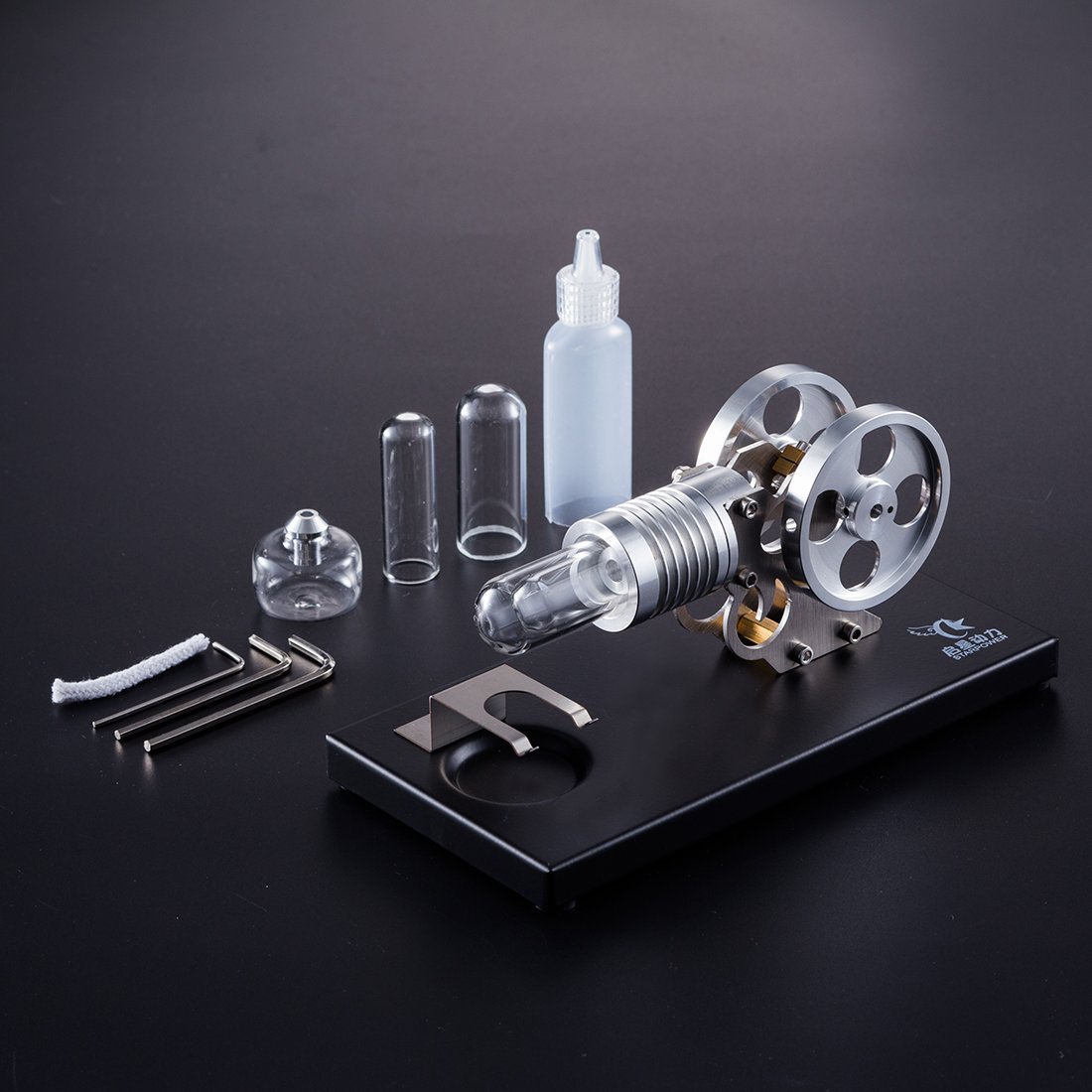 DIY Manson Stirling Engine Model Kit with Metal Baseplate - Educational Toy for Kids Single Cylinder Stirling Engine Diyengmod