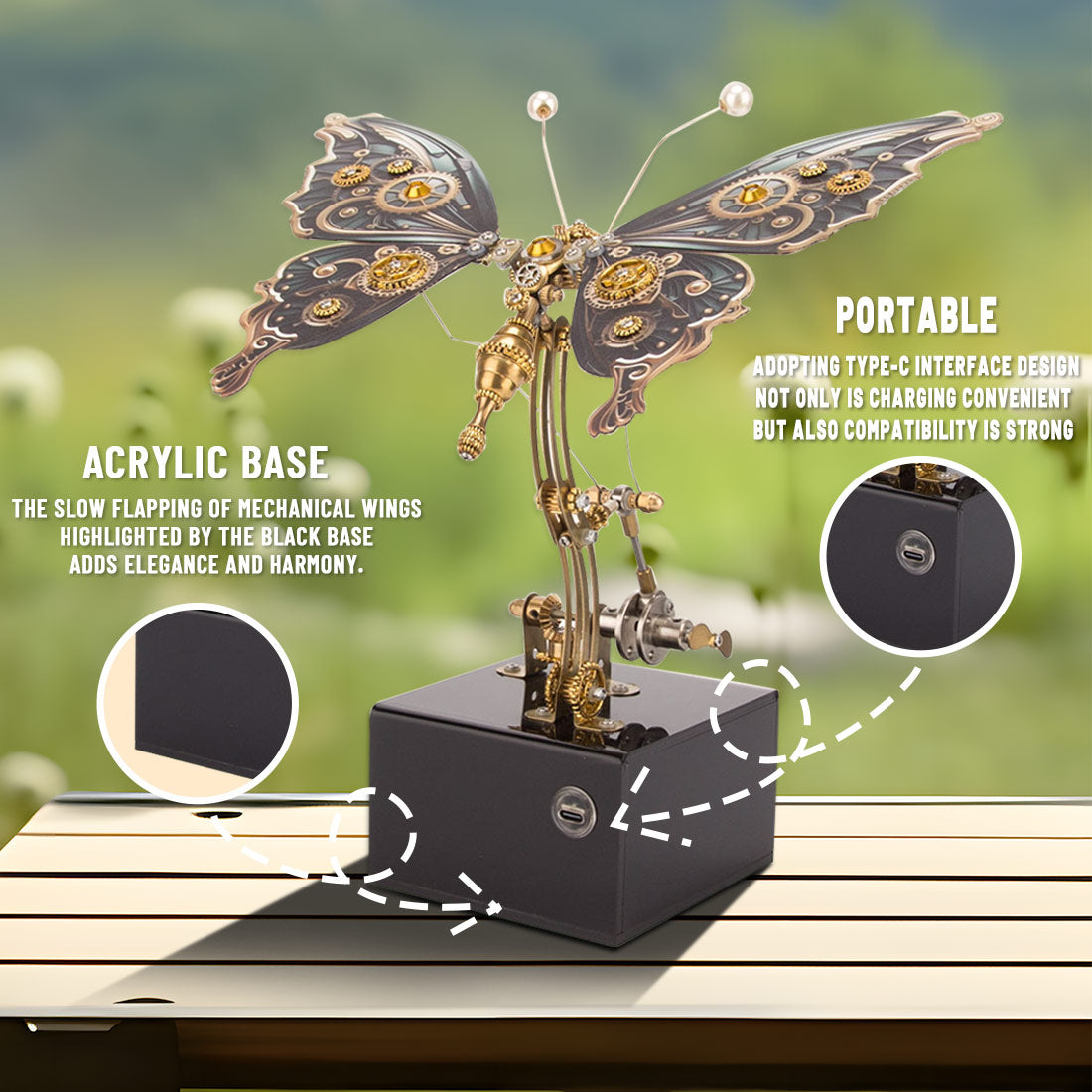 Dynamic Butterfly Metal Model Kit with Music Box - 3D DIY Mechanical Assembly 3D Puzzle Model Kit Diyengmod