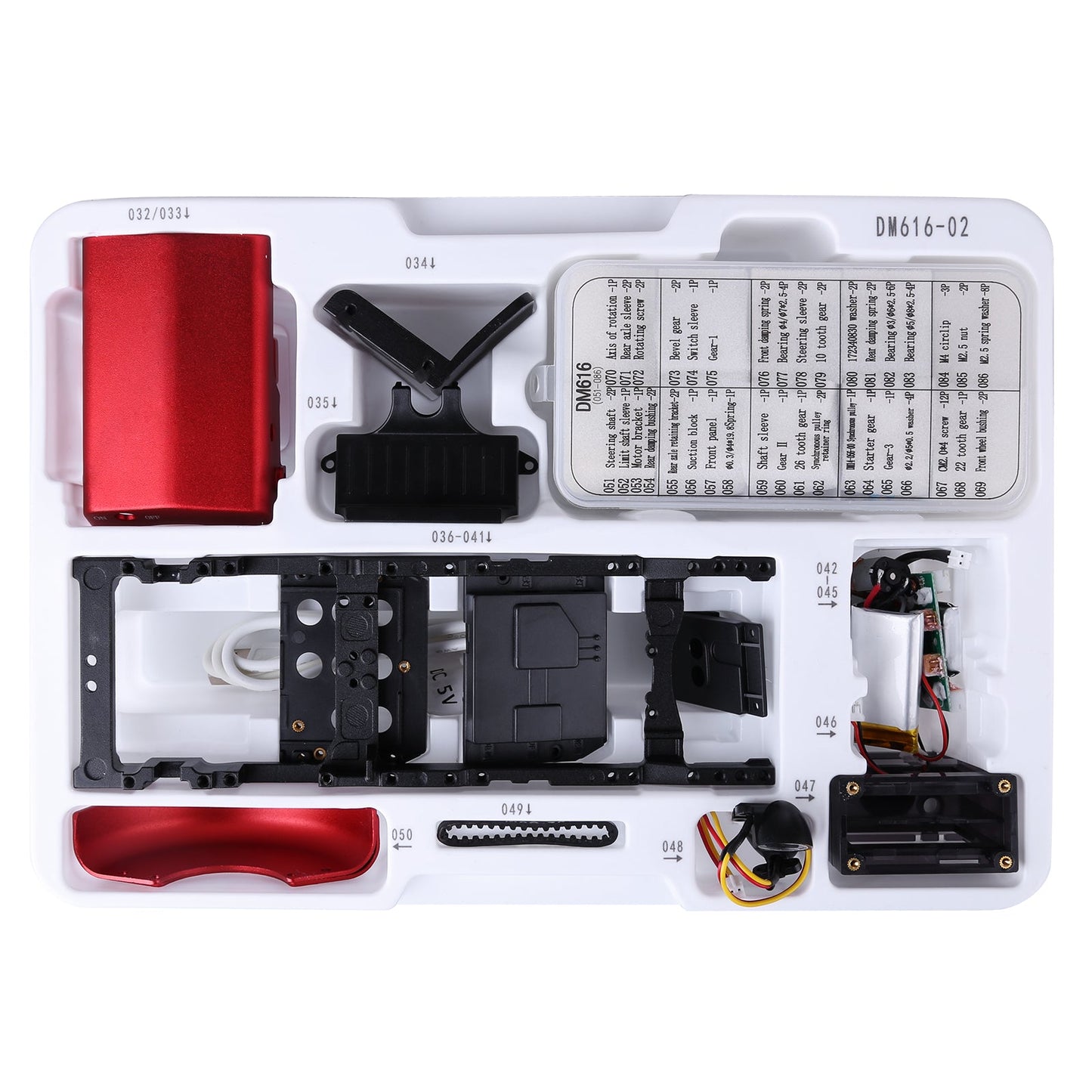 Red DIY RC Metal Tractor Assembly Kit - Educational Remote Control Model with APP Control RC Car Diyengmod