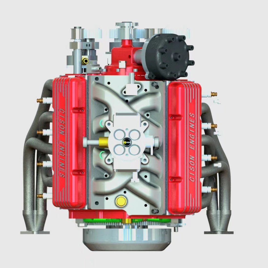 CISON 44CC V8 Gas Engine Model Kit - Build Your Own Functional 1/6 Scale Water-Cooled OHV 4-Stroke Engine DIY Engine Diyengmod