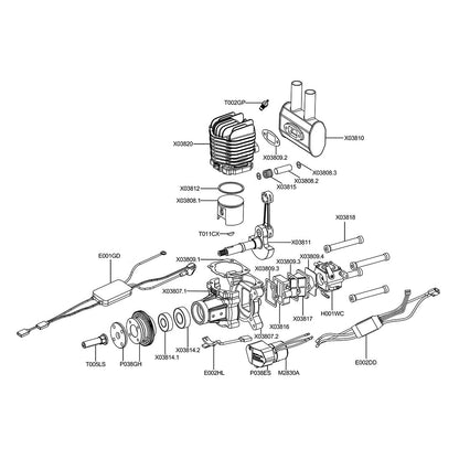 EPHIL XG-38cc-R Pro Electric Start Two-Stroke Gasoline Engine for Fixed-Wing Aircraft Models Engine Models Diyengmod