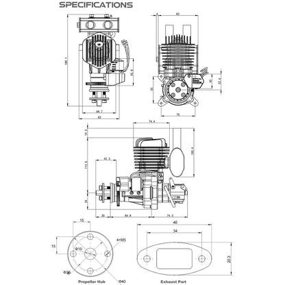 EPHIL XG-38cc-R Pro Electric Start Two-Stroke Gasoline Engine for Fixed-Wing Aircraft Models Engine Models Diyengmod