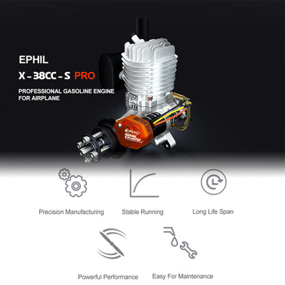 EPHIL X-38cc-S Pro Two-Stroke Electric Start Gasoline Engine for Fixed-Wing Aircraft Models Engine Models Diyengmod