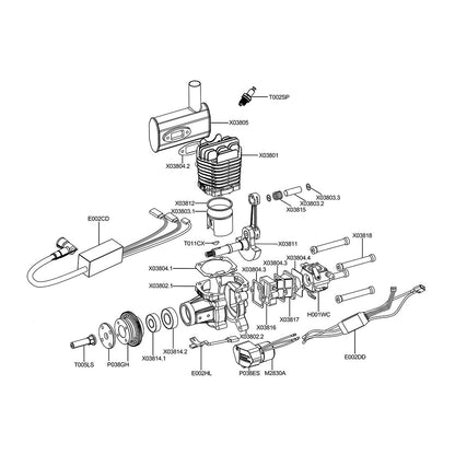 EPHIL X-38cc-S Pro Two-Stroke Electric Start Gasoline Engine for Fixed-Wing Aircraft Models Engine Models Diyengmod