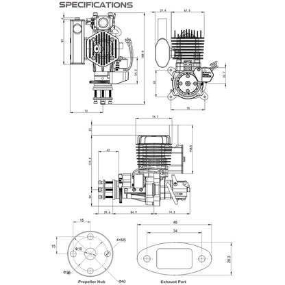 EPHIL X-38cc-S Pro Two-Stroke Electric Start Gasoline Engine for Fixed-Wing Aircraft Models Engine Models Diyengmod