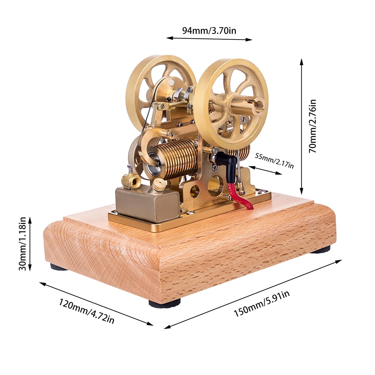 Miniature 1.9cc Atkinson Cycle 4-Stroke Gas Engine Model with Differential Opposed Piston Engine Model Diyengmod