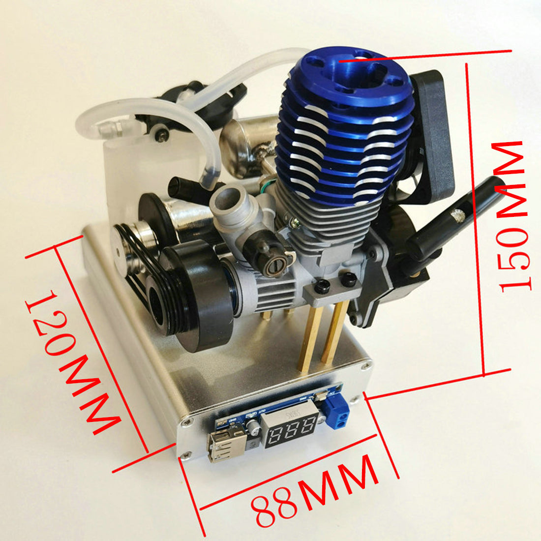 12V Nitro Methanol Engine Generator Model with USB Charging and Cooling Fan Engine Models Diyengmod