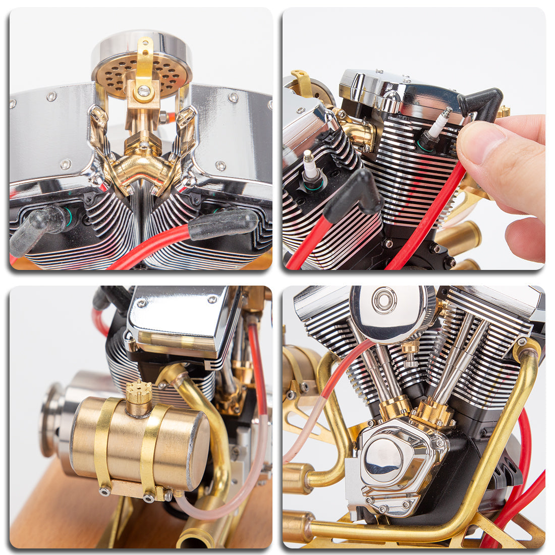 RETROL R33 Mini V-Twin 4.2CC Gasoline Engine Model - Classic Motorcycle Internal Combustion Engine Engine Model Diyengmod