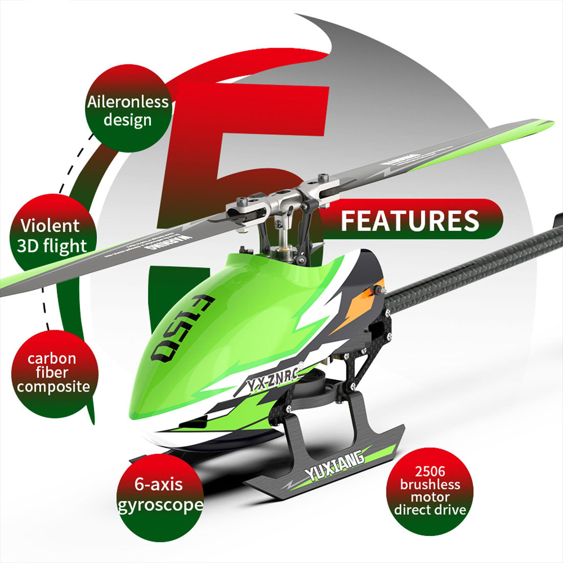 YU XIANG F150 RTF Brushless RC Helicopter Model with 6CH Remote Control - 2.4G Technology RC Airplane Diyengmod