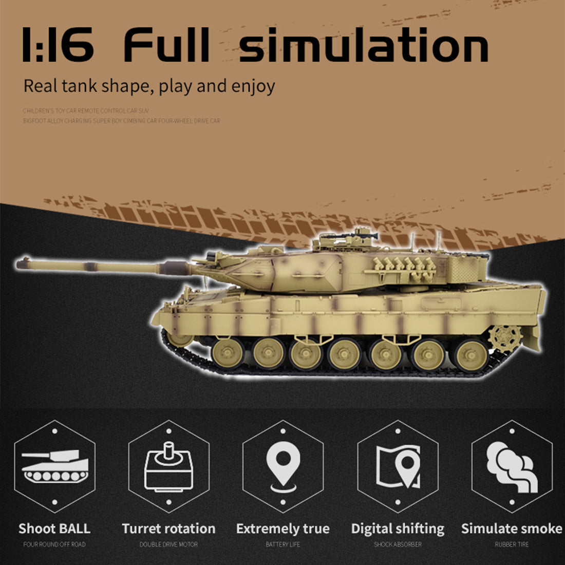 1/16 Scale Remote-Controlled German Leopard 2A7 Battle Tank with Realistic Lights, Sounds, and Customizable Features RC Tank Diyengmod