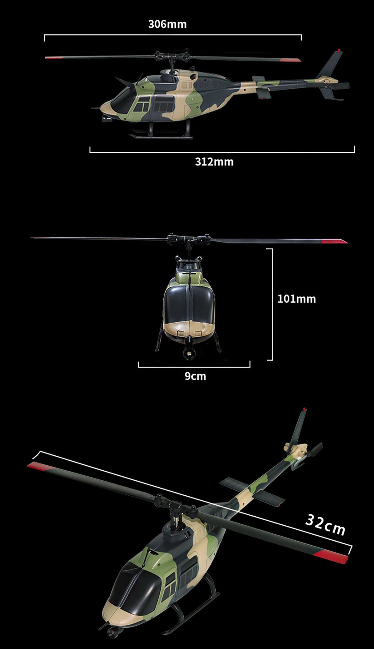 C138 1/33 Scale BELL 206 Flybarless RC Helicopter with Optical Flow Positioning and 6-Channel Control RC Airplane Diyengmod