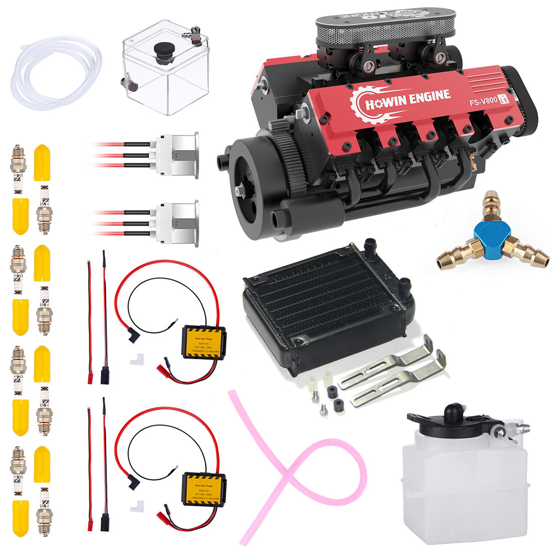 TOYAN HOWIN FS-V800G 1/10 Scale V8 Gasoline Engine Kit with Distributor Starter - Create Your Custom V8 Engine Toyan Engine Diyengmod