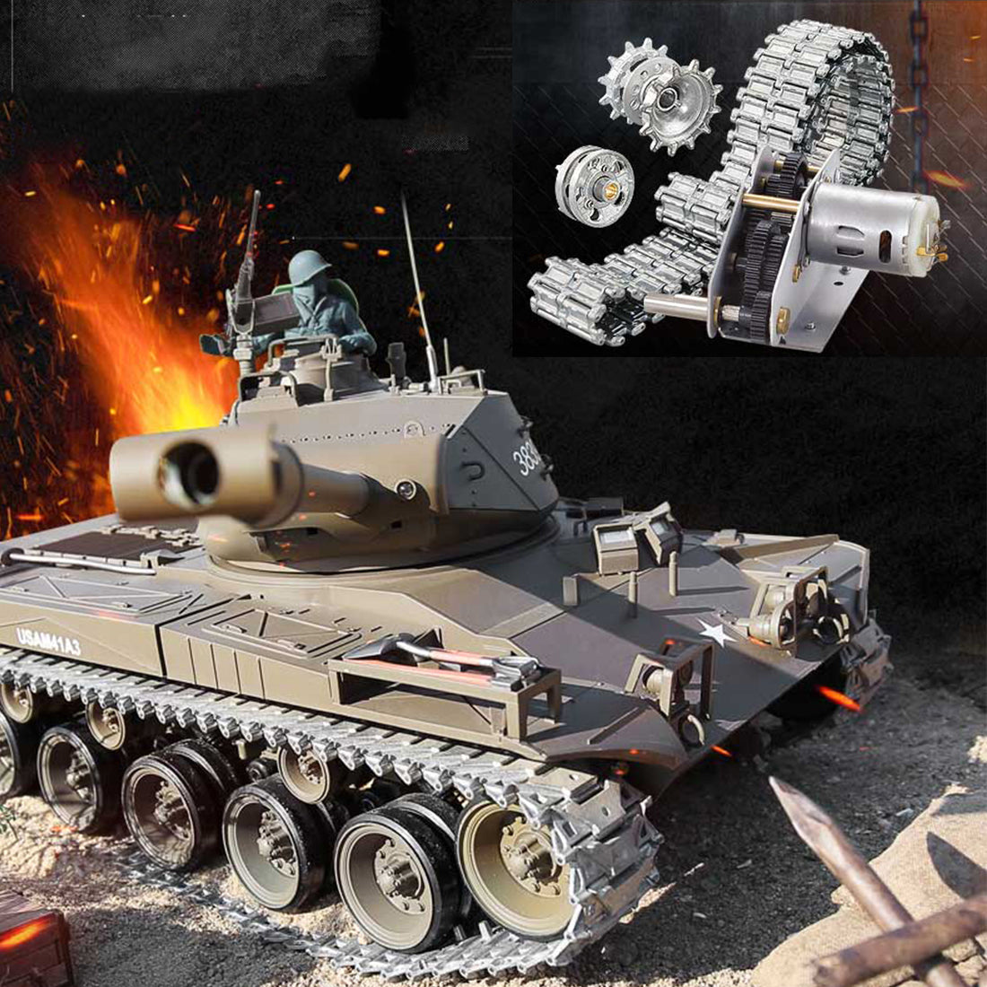 1/16 Scale 2.4G Remote Control American M41A3 Walker Bulldog Tank with LED Lights and Sounds - Ideal Model for Collectors and Kids RC Tank Diyengmod