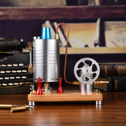 Classic Metal Vertical Steam Engine Model with Alcohol Lamp and Base - DIY Educational Kit Steam Engine Diyengmod