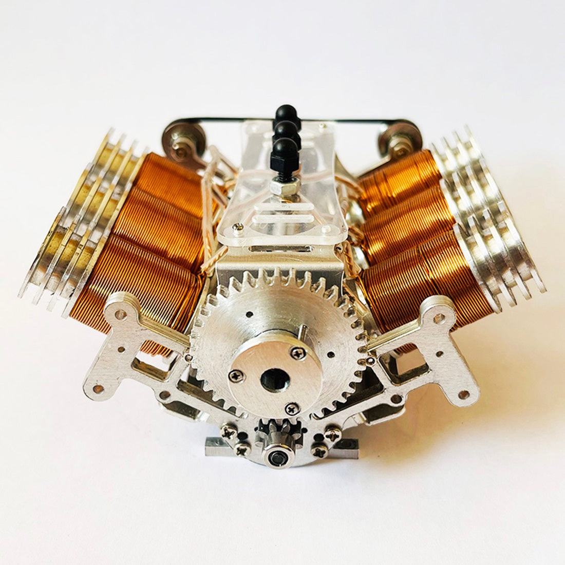 V6 Brushless Electromagnetic Engine Model for 1/10 Scale RC Cars and Ships - Metal Double-Piston Technology Toy Engine Models Diyengmod