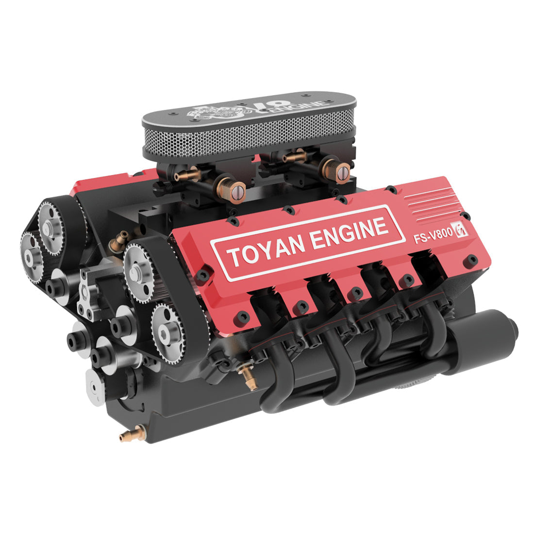 TOYAN & HOWIN FS-V800G 1/10 Scale V8 Gasoline Engine Kit with Starter - Build Your Own Functional V8 Engine Model RC Engine Diyengmod