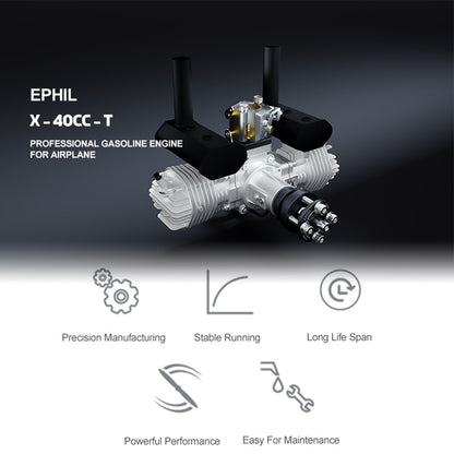 EPHIL XG-40cc-T High-Performance Twin-Cylinder Gas Engine for Fixed-Wing Model Aircraft Engine Models Diyengmod