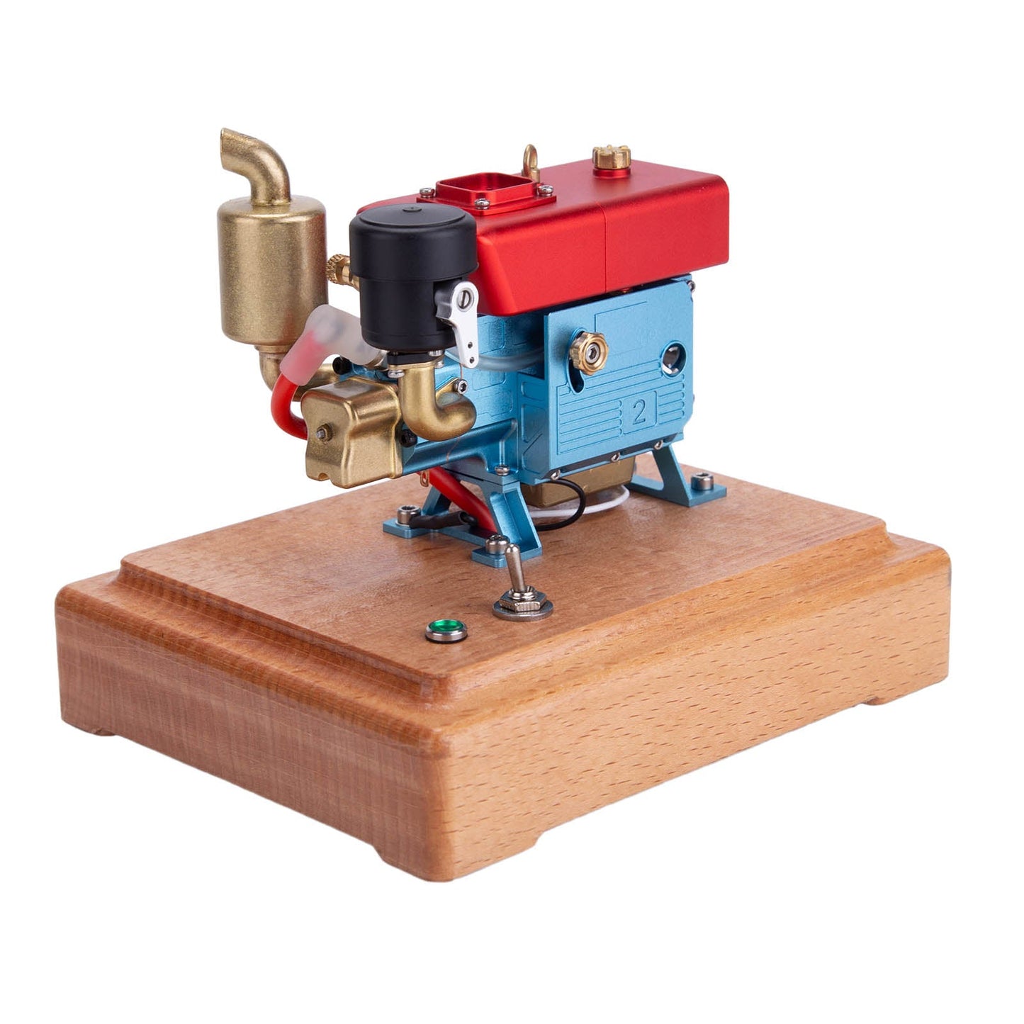 Upgraded Mini 2.6cc Single-Cylinder Four-Stroke Gasoline Engine Model by RETROL Engine Models Diyengmod Red&Blue