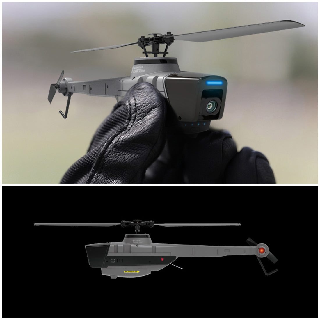 4-Channel 2.4G Black Hornet Military Reconnaissance Helicopter with 1080P Camera - Ready to Fly RC Airplane Diyengmod