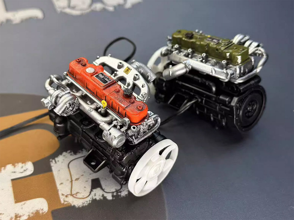 1/10 Scale Artisan Vintage Diesel Engine Model for RC Crawlers - Inline Four-Cylinder Functional Resin Edition Engine Model Diyengmod