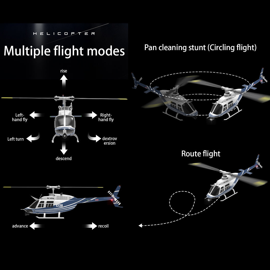 RC ERA C138 1/33 Scale BELL 206 Gyroscopic Helicopter Model - 2.4G 6CH Single-Rotor with Altitude Hold RC Airplanes Diyengmod