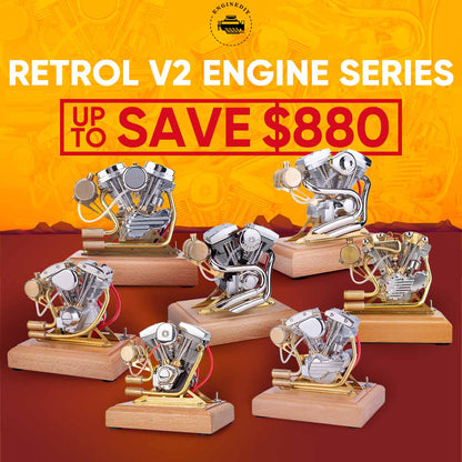 RETROL 4.2CC V-Twin Antique Gasoline Engine Model for Motorcycle Collectors and DIY Enthusiasts Diyengmod