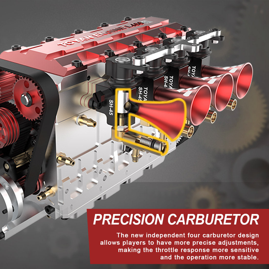 TOYAN FS-L400G 14cc Inline 4 Cylinder Four-Stroke Water-Cooled Gasoline Engine Model Kit - DIY Build Your Own Engine RC Engine Diyengmod