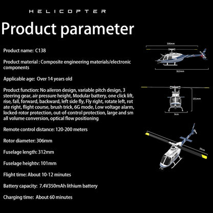 RC ERA C138 1/33 Scale BELL 206 Gyroscopic Helicopter Model - 2.4G 6CH Single-Rotor with Altitude Hold RC Airplanes Diyengmod