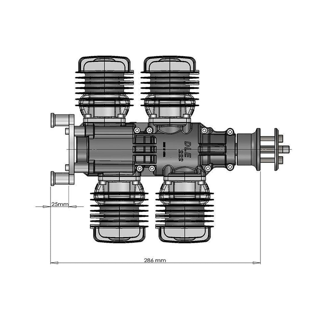 DLE222 222CC High-Performance Four-Cylinder 2-Stroke Air-Cooled Gasoline Engine for RC Airplane Models RC Airplane Diyengmod