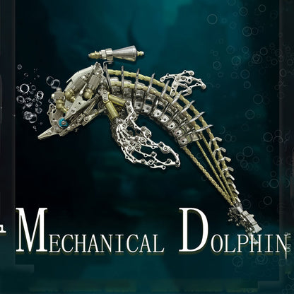 Steampunk 3D DIY Metal Dolphin Assembly Kit - Bionic Oceanic Model Desk Decor 3D Puzzle Model Kit Diyengmod