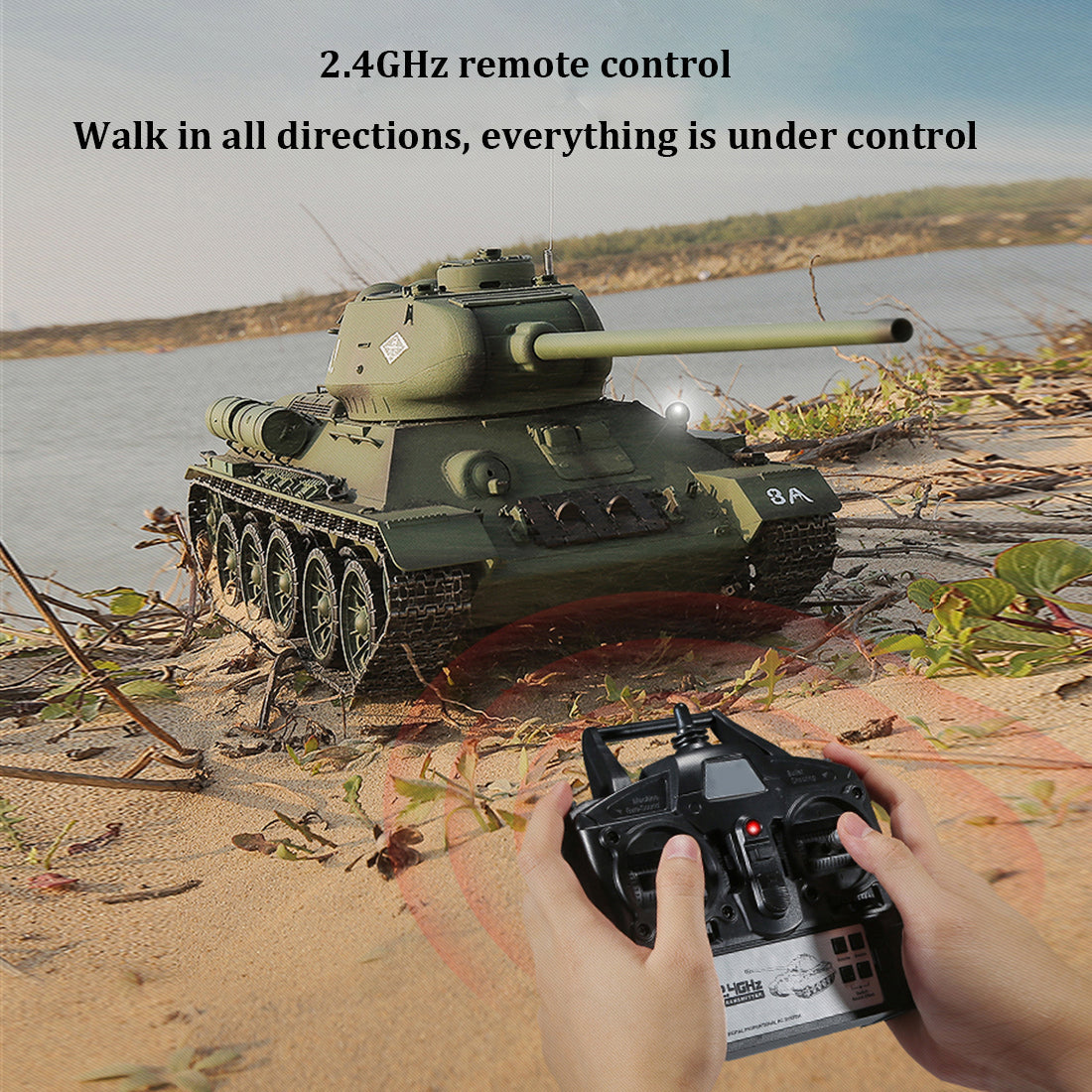 1/16 Scale Soviet T-34 Remote Control Military Tank with Realistic Sound and Smoke Effects - Upgraded Model by DIYEngMod RC Tank Diyengmod